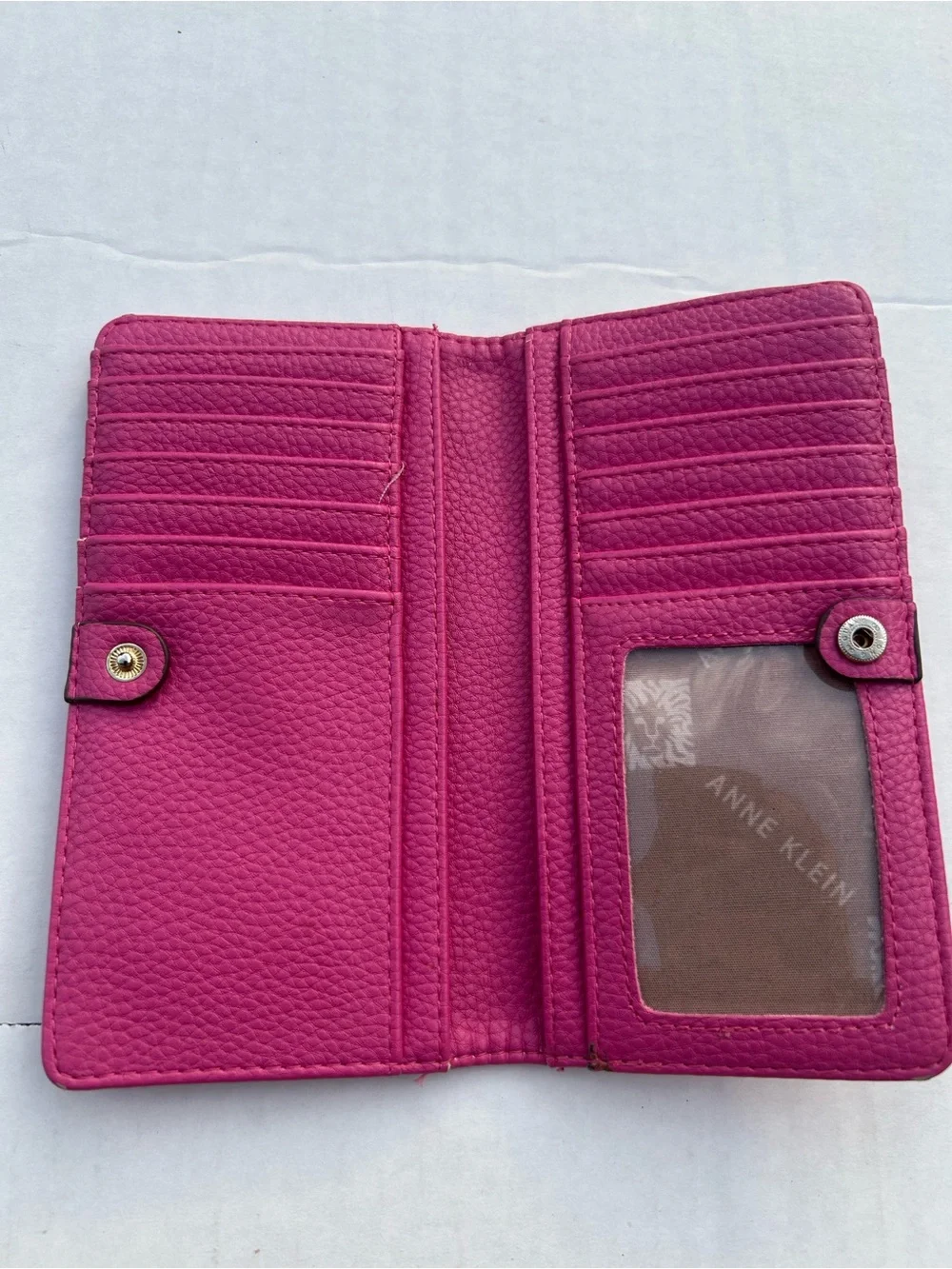 Anne Klein Slim Bifold Flap Wallet in Hot Pink / Fuchsia